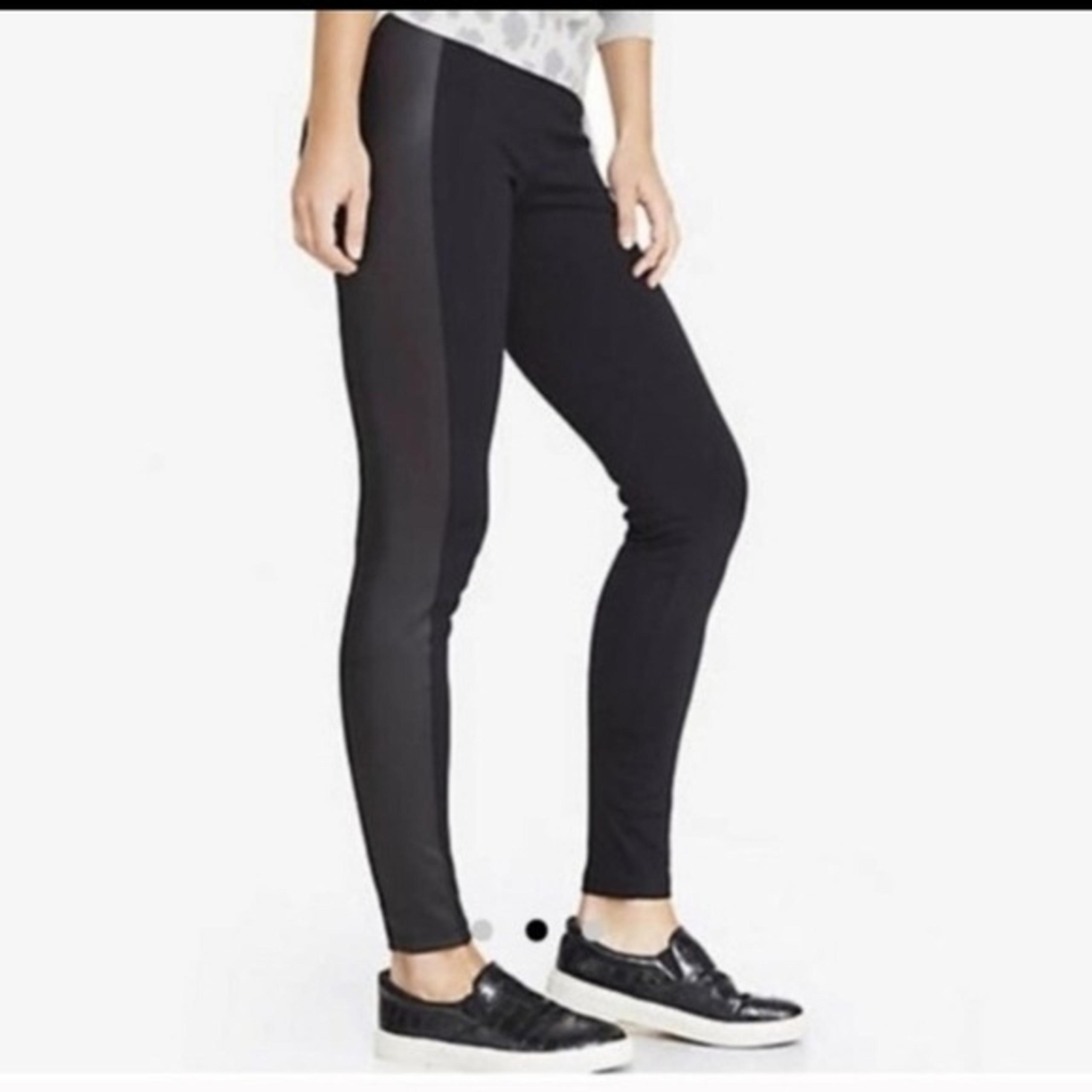 Express Black Faux Leather Side Panel Knit Leggings Large