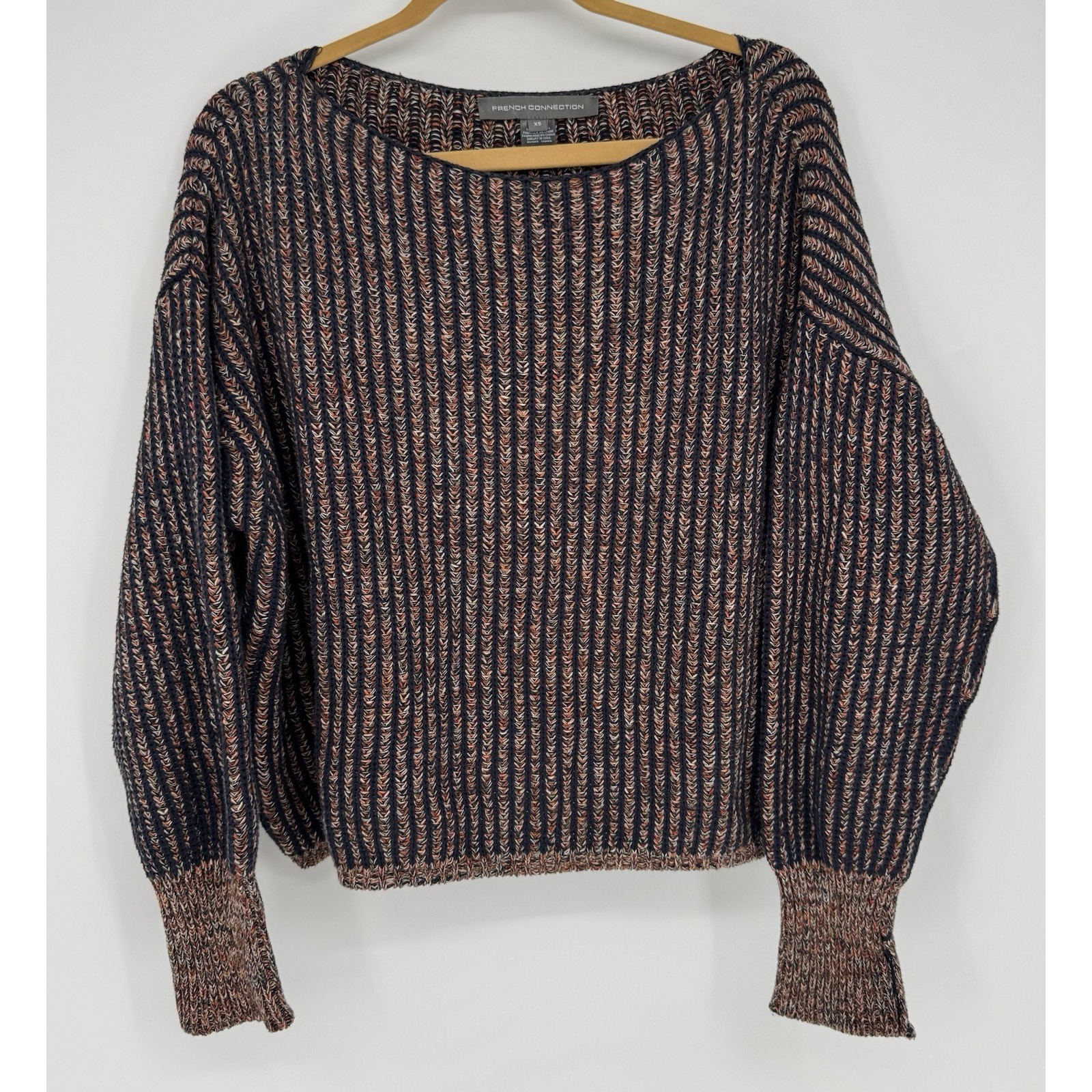 French Connection Millie Mozart Knit Stripe Sweater Women's Cropped Size XS