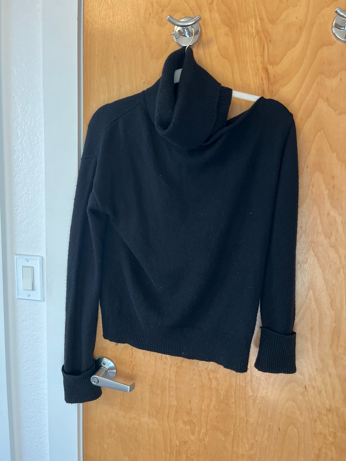Black Paige Denim Cold Shoulder Turtleneck Sweater