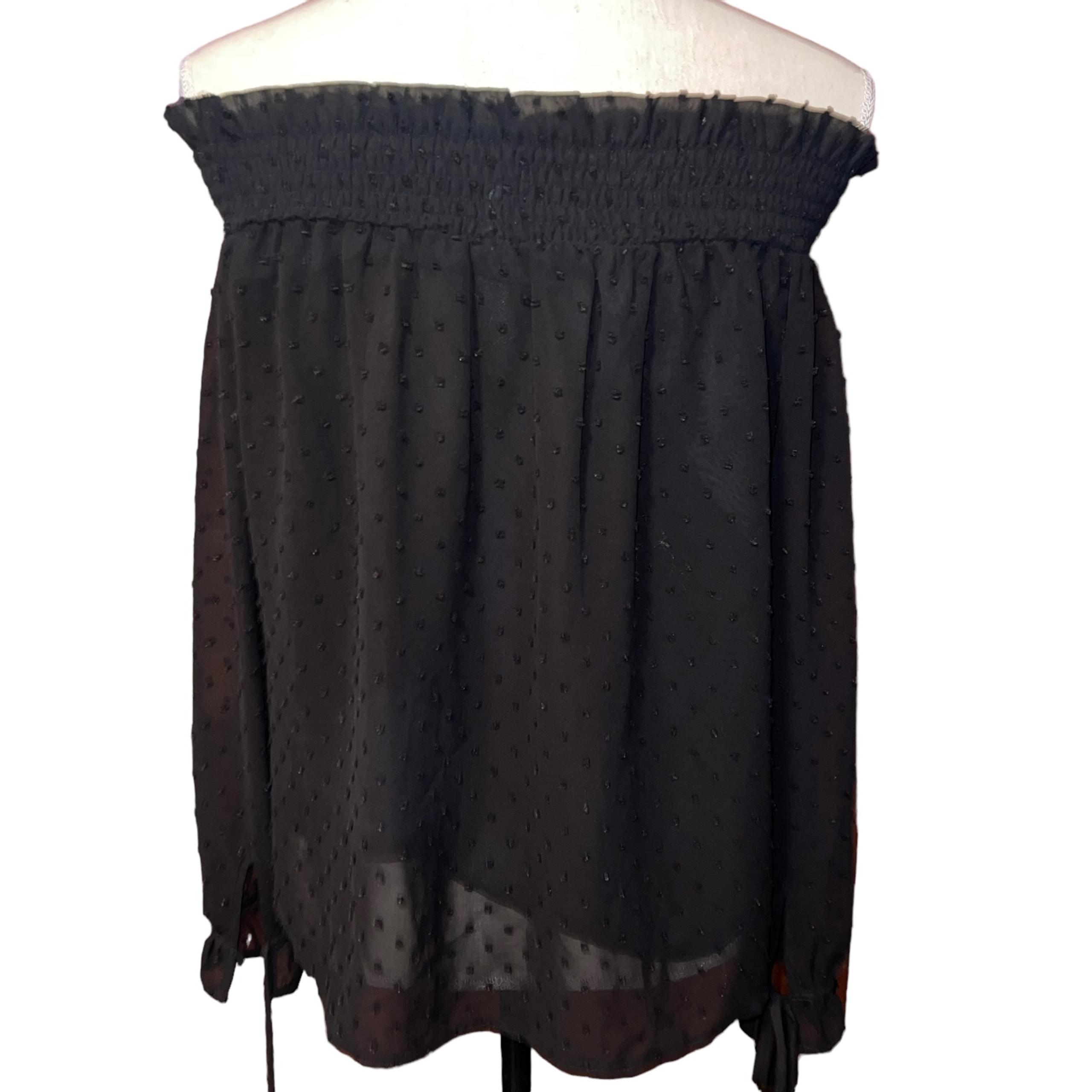 Divided Women’s Off The Shoulder Sheer Swiss Dot Blouse Black Size 10