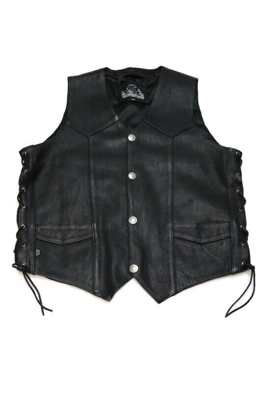 Leather King Biker Vest with buffalo nickle buttons