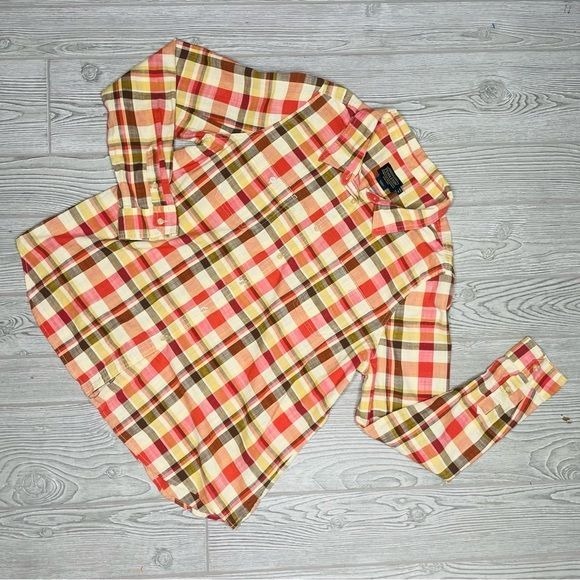 Pendleton woman’s plaid cotton button front long sleeve shirt size petit XL
