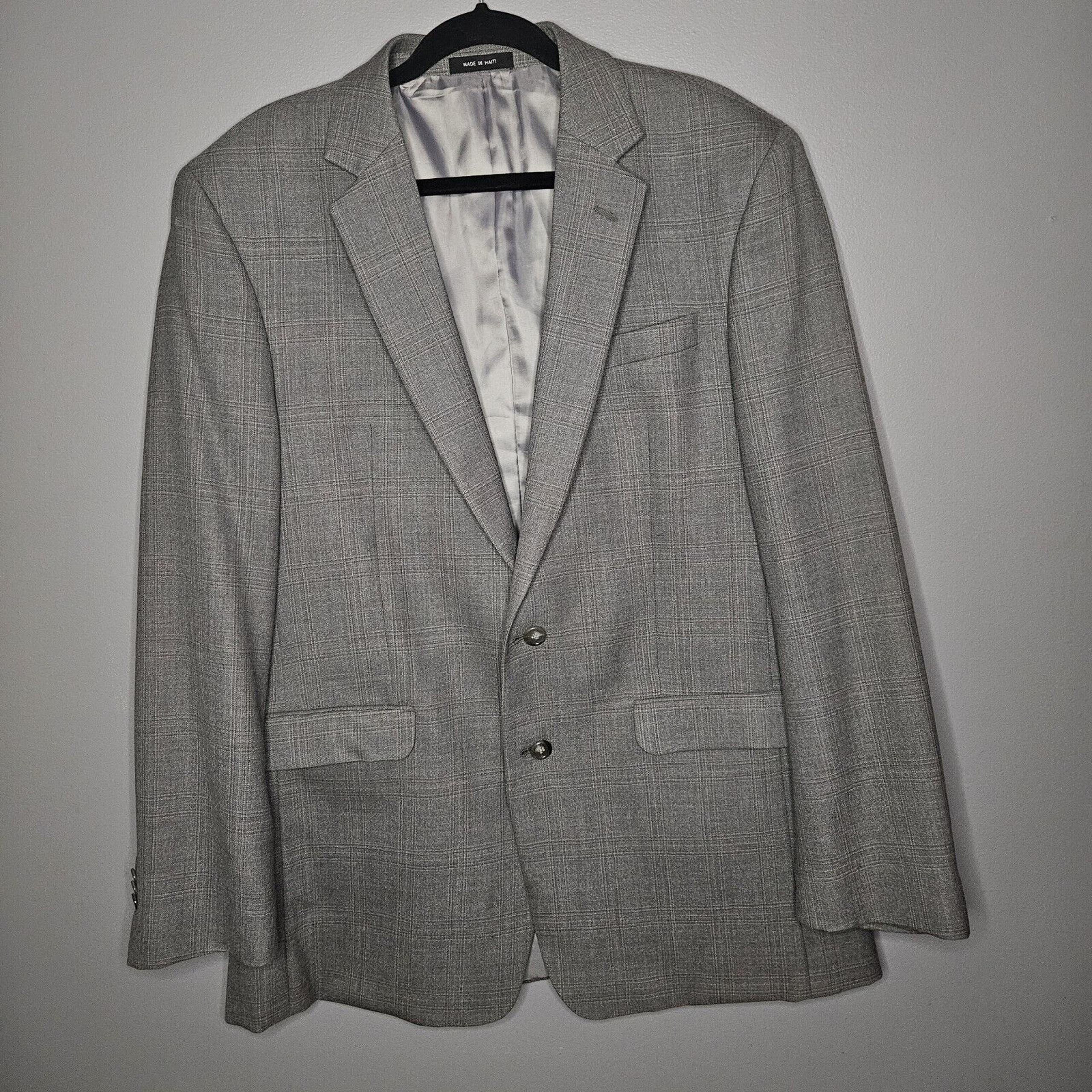 Kenneth Cole New York Wool Blazer Sports Coat Men 42L Gray Double Vent Business