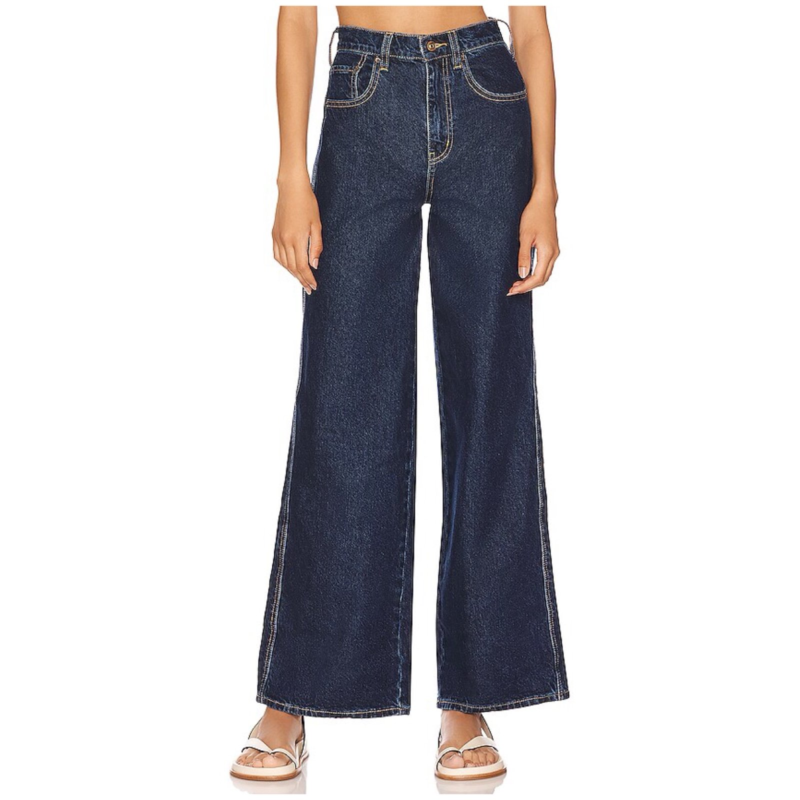 We The Free Curvy Gia Wide Leg High Waist Jeans in Baltic Blue Size 31