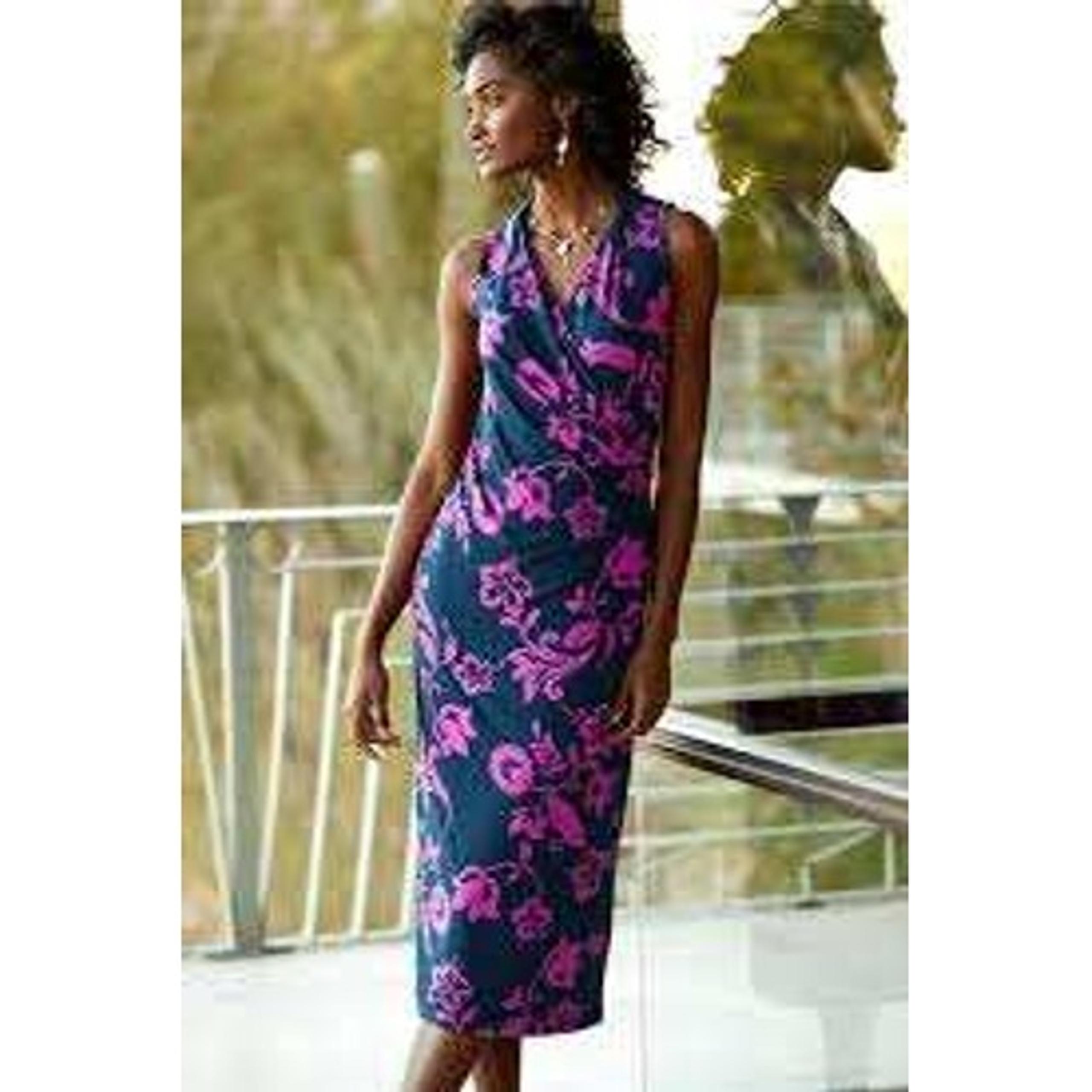 Tommy Bahama San Lucia Floral Print Wrap Dress XS Blue Pink Womens Beachy