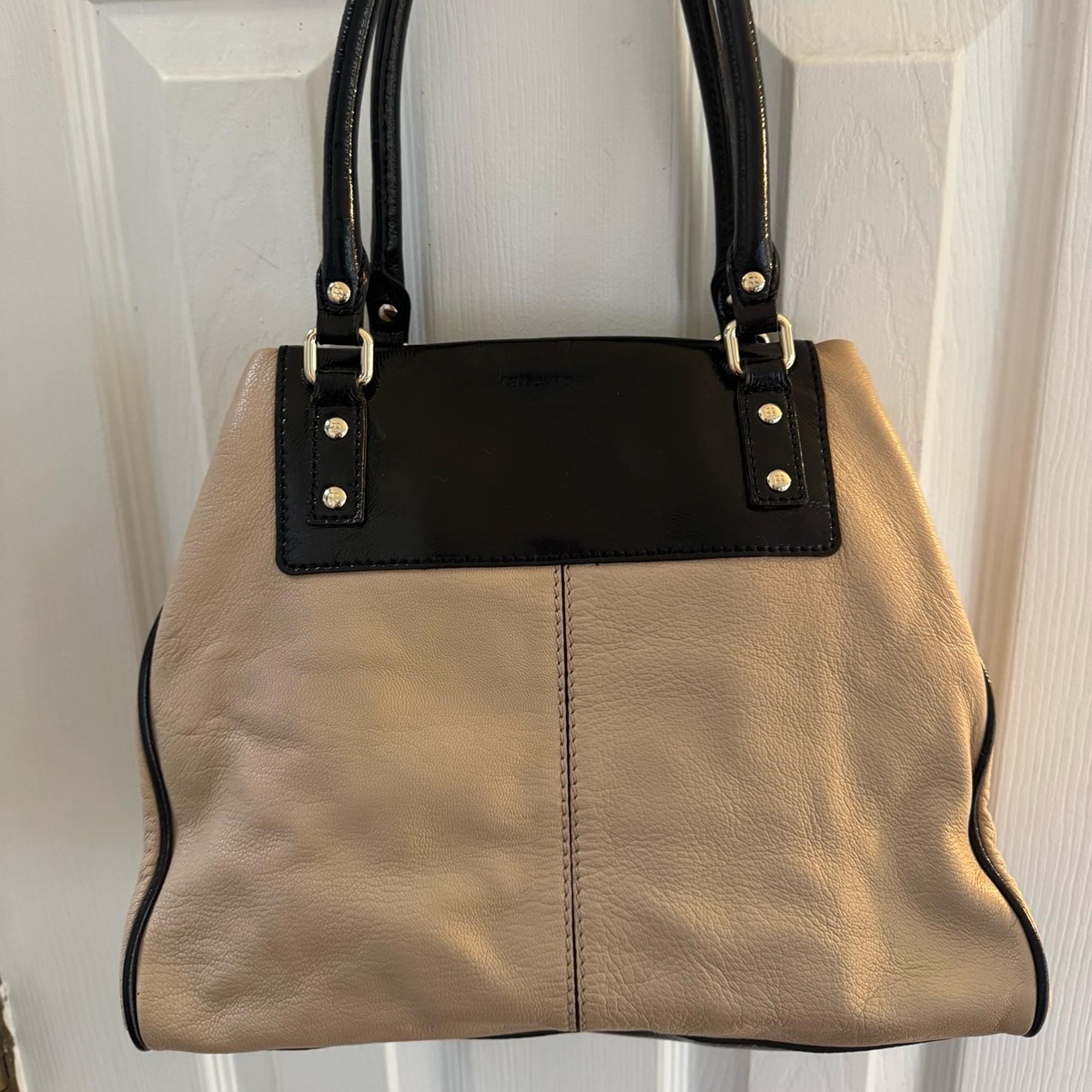 Kate Spade Leather Shoulder Bag Light Beige /Black