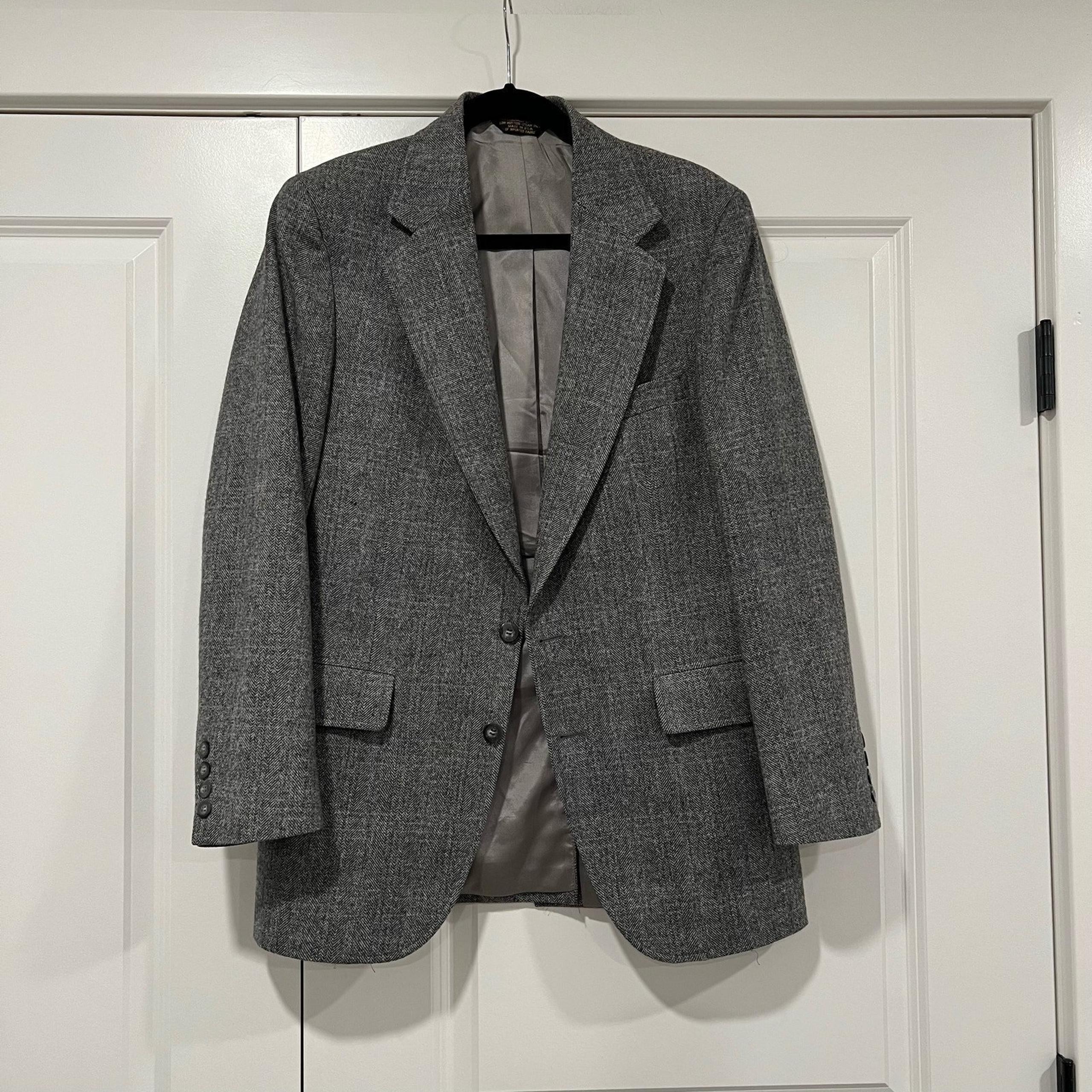 Adams Row by Anderson Little Men's Wool Sports Coat Grey Tweed Size 40R