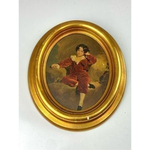 Antique Master Lambton The Red Boy Sir Thomas Lawrence Framed Print on Board G15