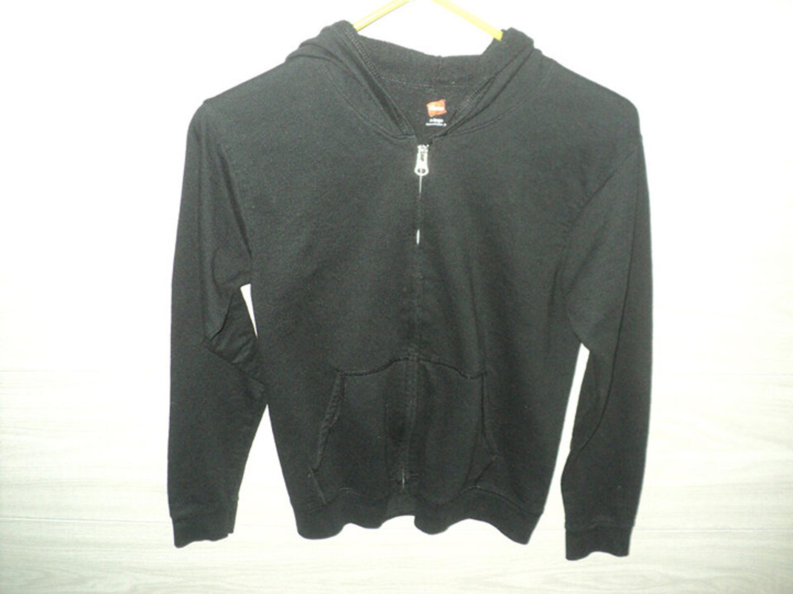 Hanes Sweatshirt Hoodie Boys Size XL Black Full Front Zipped Long Sleeves