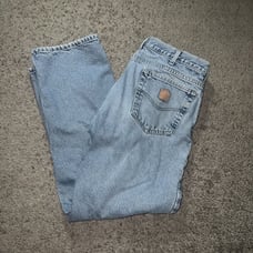 Carhartt Denim Fleece Lined B172 Relaxed Fit Pants Size 33” X 30”