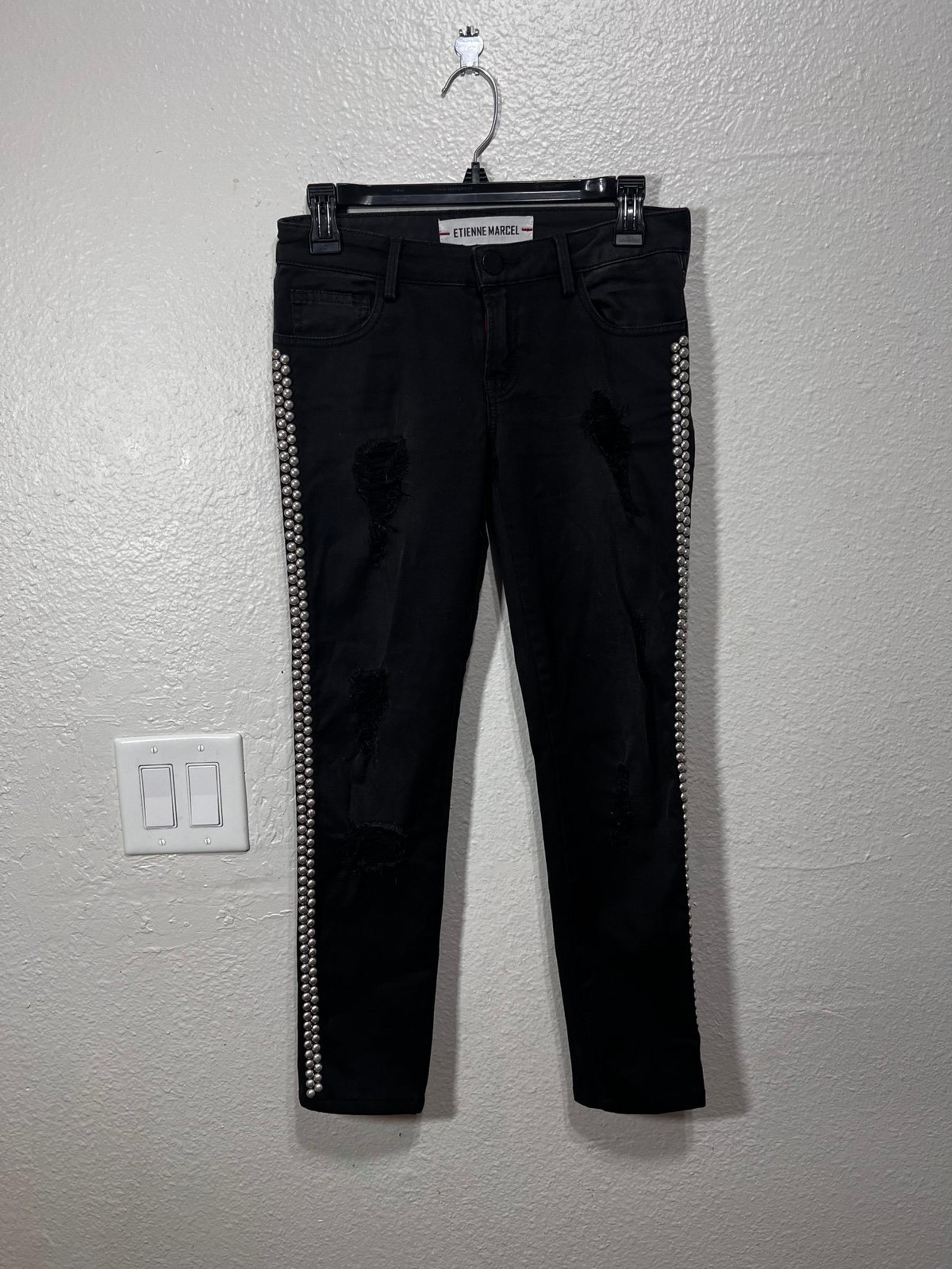 Etienne Marcel Distressed Studded Jeans Women’s Size 25 Black Skinny