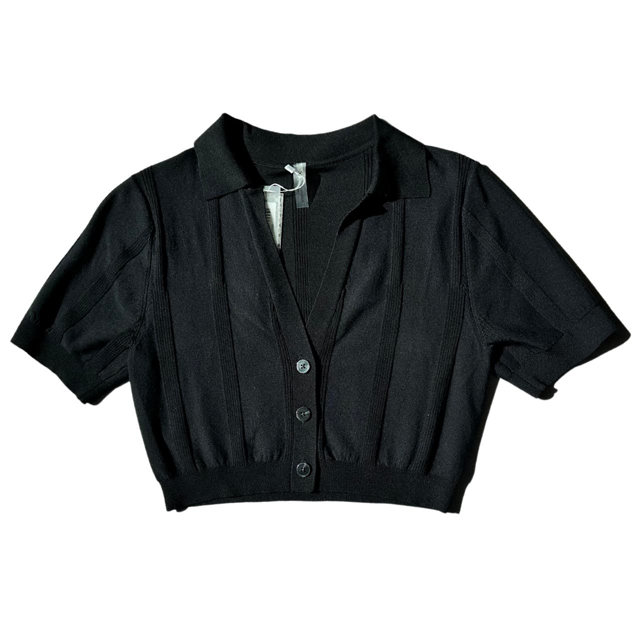 NWT Devon Windsor Amara Black Cropped Knit Top Size S