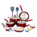 Clean Ceramic 23 Piece Non-Stick Aluminum Cookware Set, Red