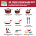 Clean Ceramic 23 Piece Non-Stick Aluminum Cookware Set, Red