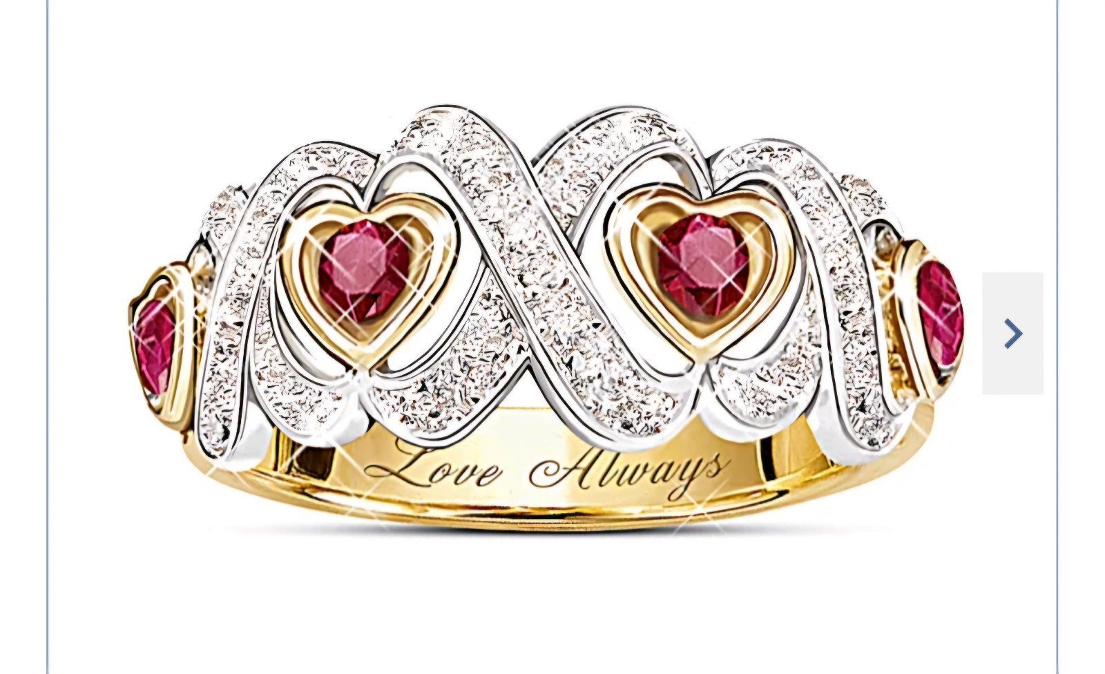 14k Heart and kisses Rubies and diamond ring