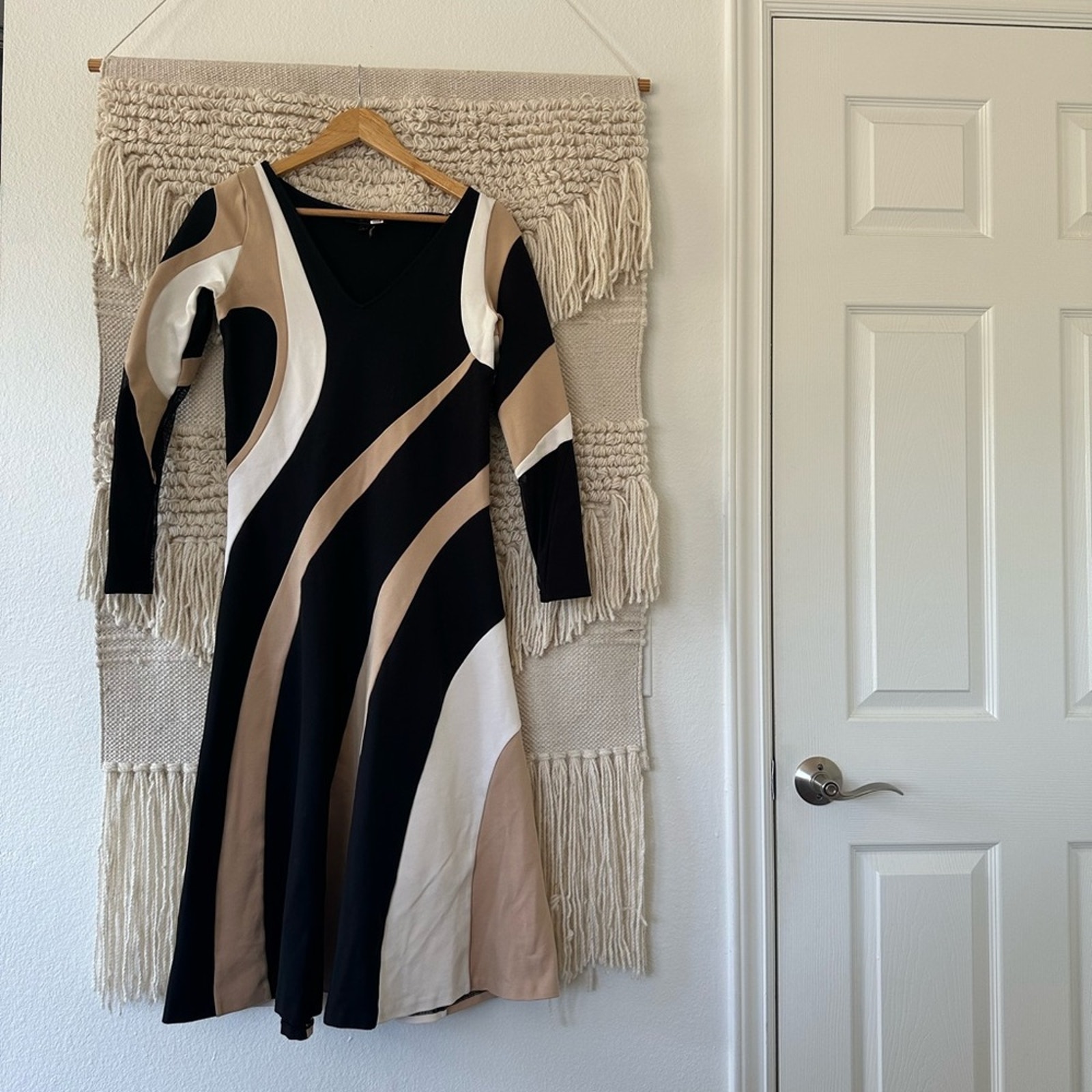 Donna Karan Spiral Blocked Flare Dress