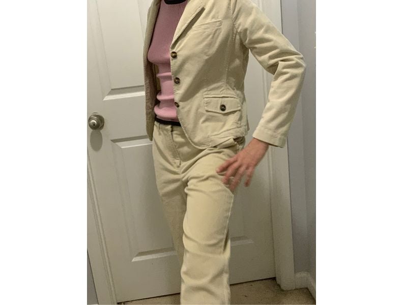 RARE! Vintage 90’s Talbots Stretch Tan Corduroy Pants Suit Size 6