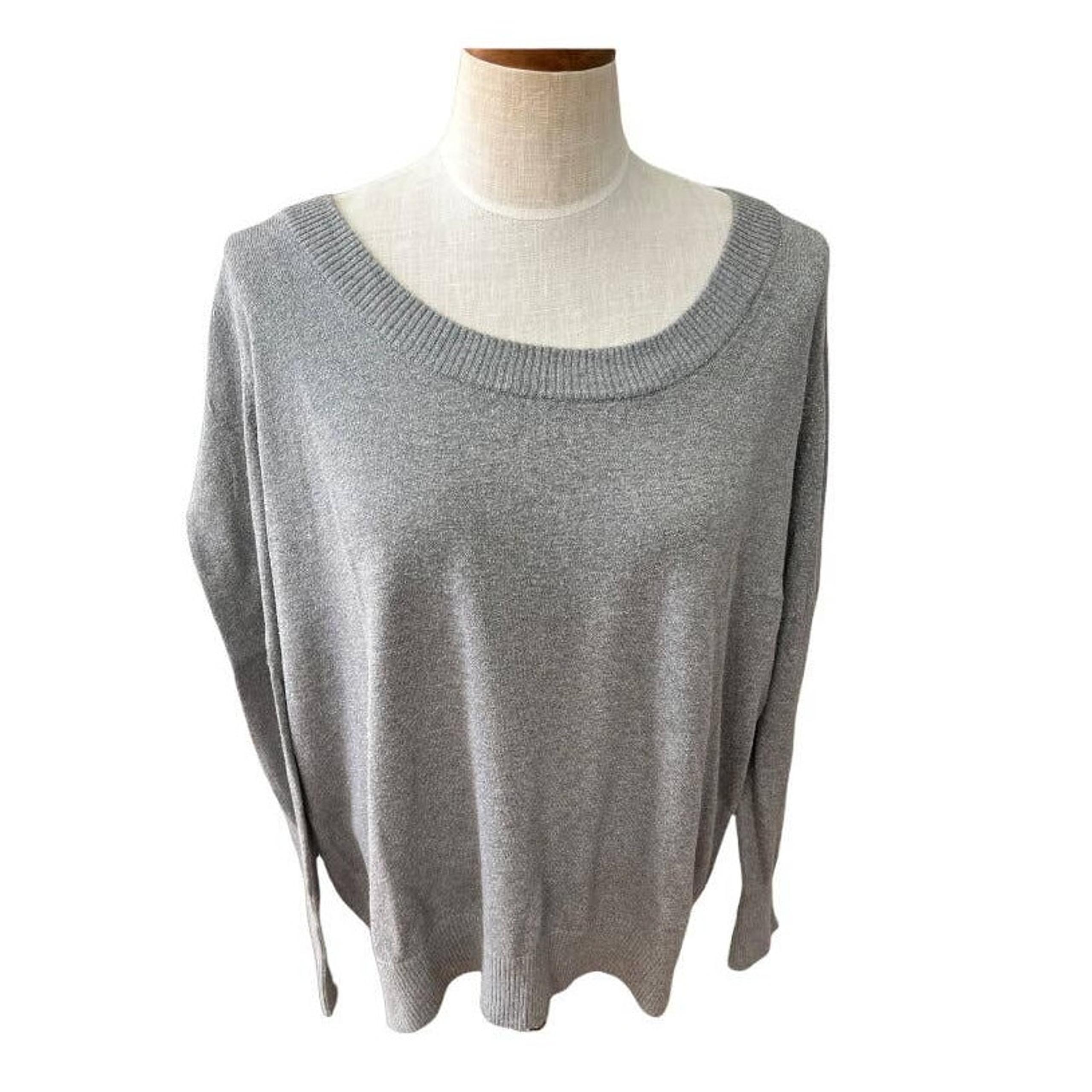 Lane Bryant metallic silver scoop neck sweater 22