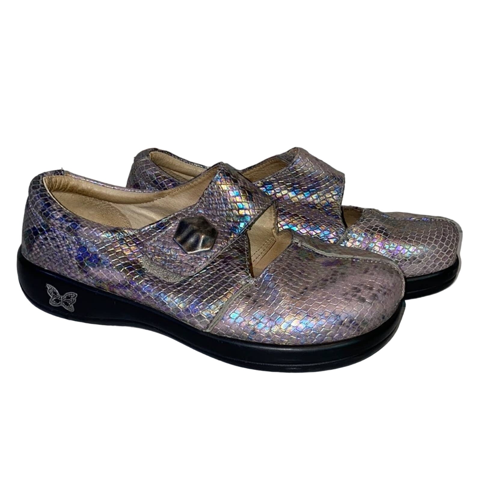 Alegria Kaitlyn Sockeye Metallic Snake Skin Mary Jane Comfort Clogs Size 36 / 6