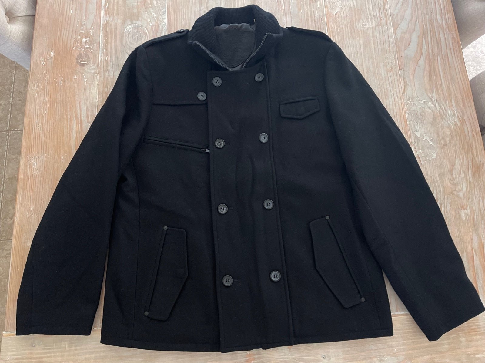 black rivet pea coat