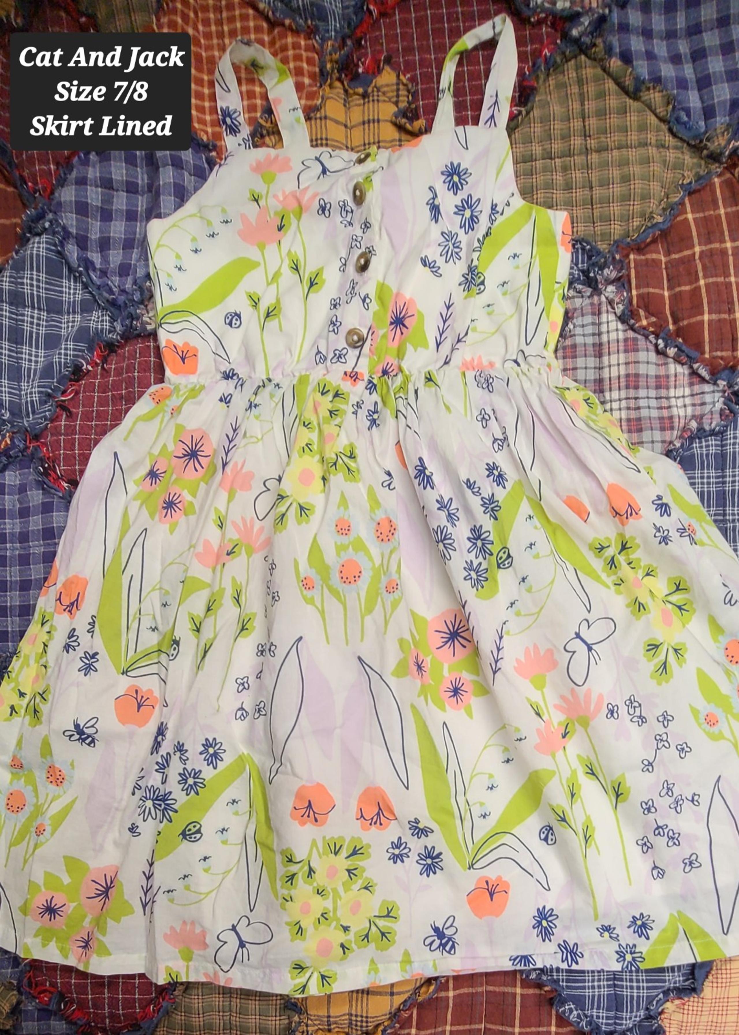 Cat And Jack Sundress Size 7/8 Floral and Butterflies