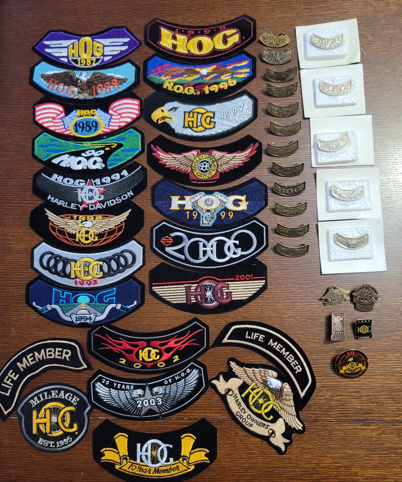 Lot of 44 Vintage Harley Davidson Patches &Pins