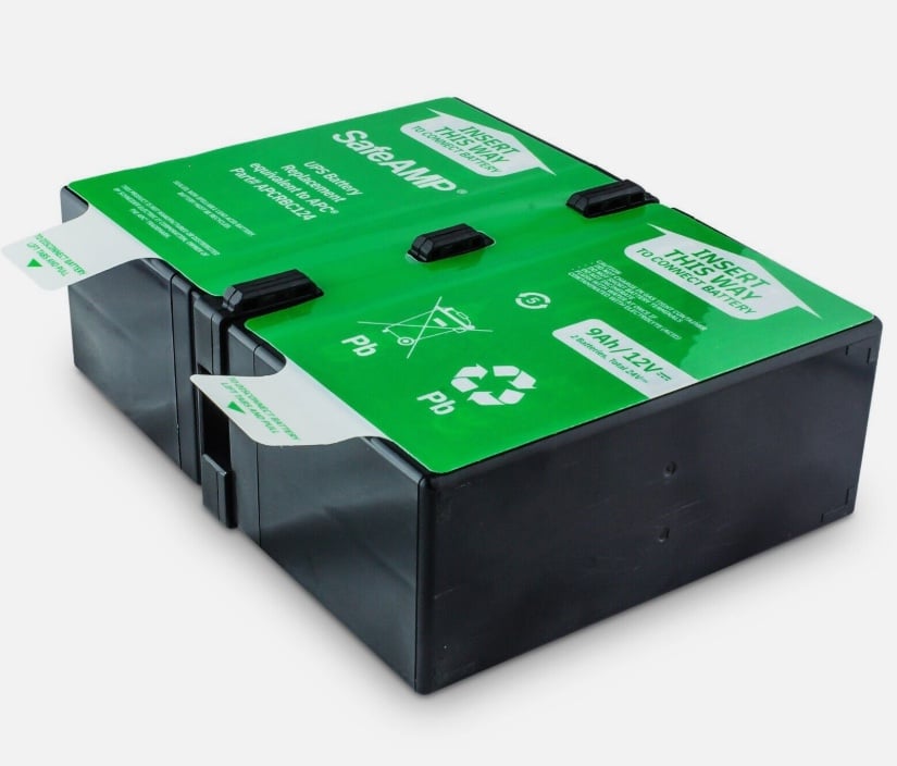 SafeAMP UPS 9Ah, 24VDC VRLA Battery Replace APC Models RBC124 and RBC123.