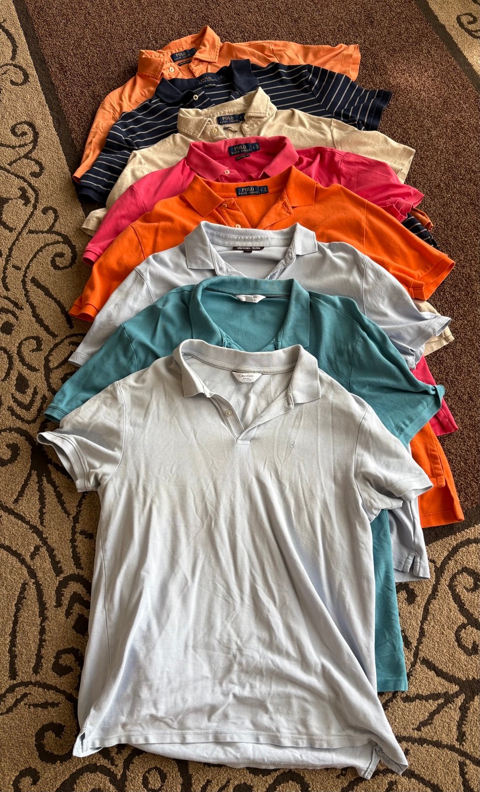 8 Polo Shirts-Size Large
