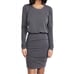 Sundry Puff Long Sleeve Shirred Dress Womens Large New Grey Pigment Charcoal