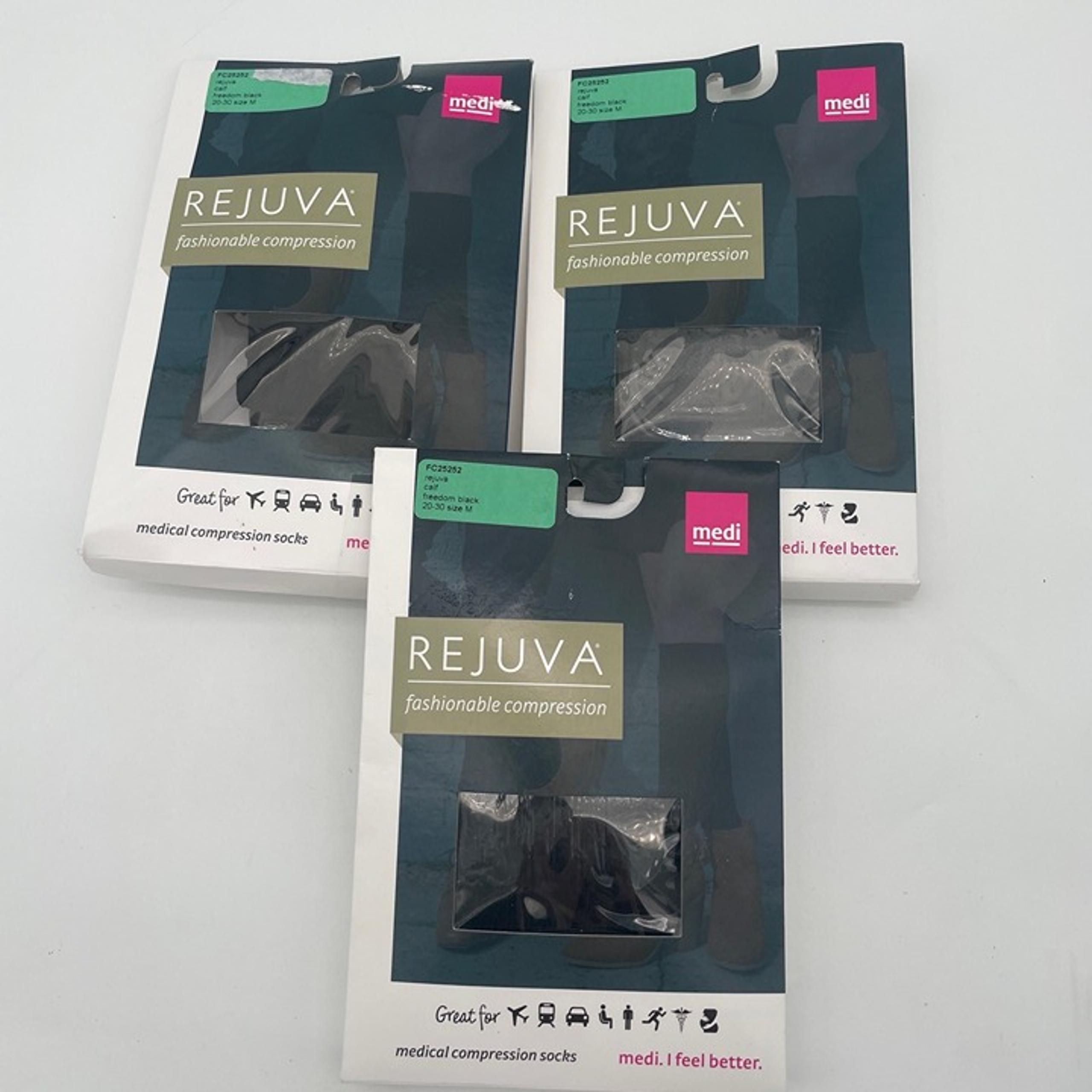 3x Rejuva Medi Melange Black Graduated Compression Socks Fashion Style Medium