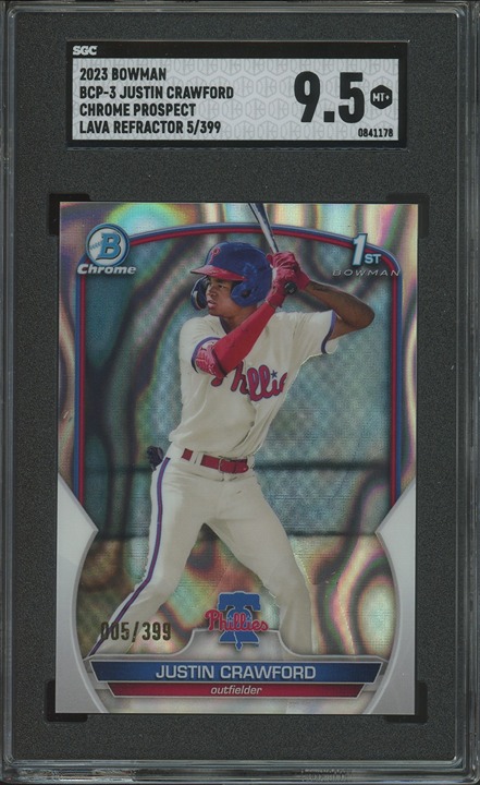 2023 Bowman Chrome Justin Crawford 1st Lava Refractor #/399 #BCP-3 SGC 9.5 Phill