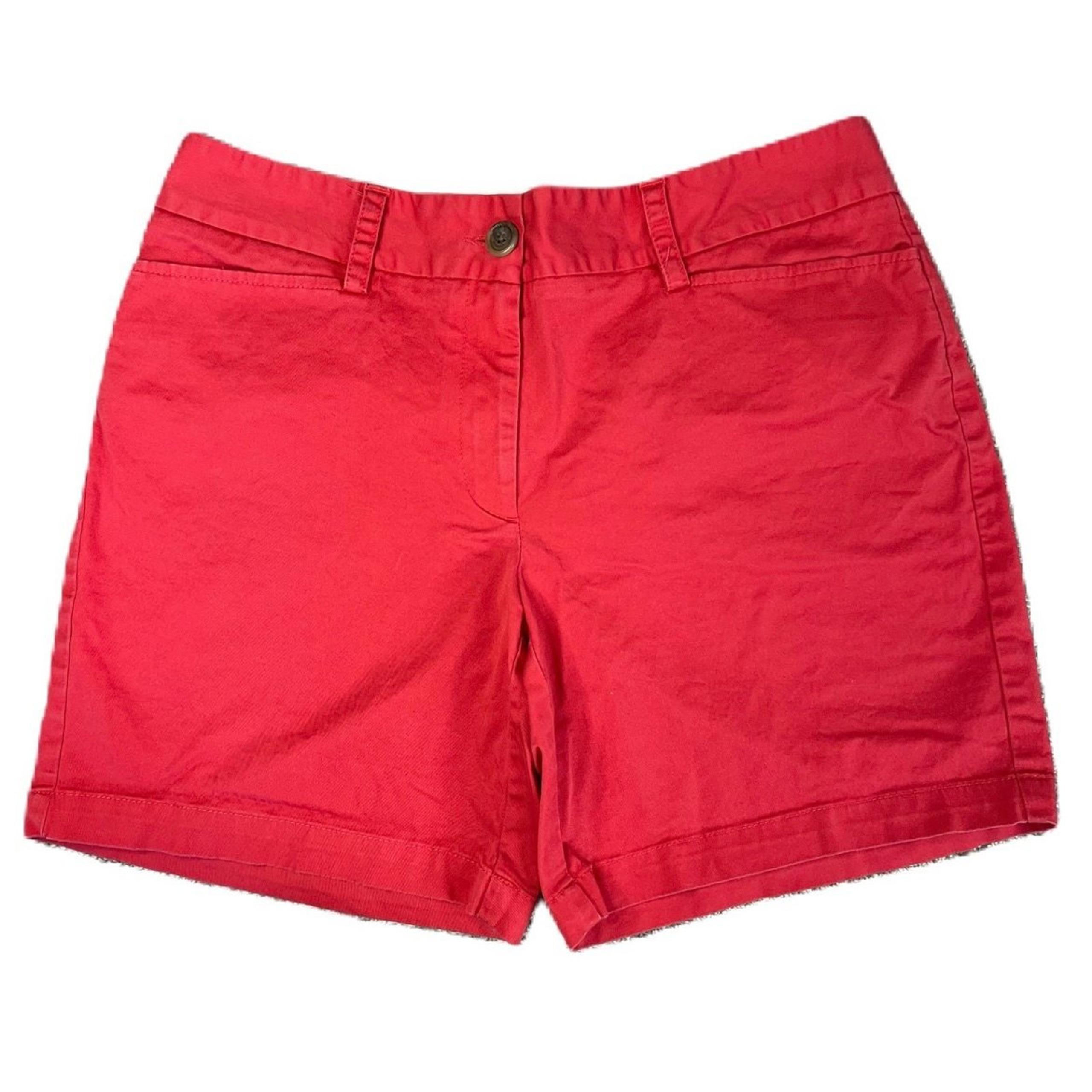 Lands’ End Women’s Fit 2 Red Mid Rise 7” Inseam Twill Chino Shorts Size 8