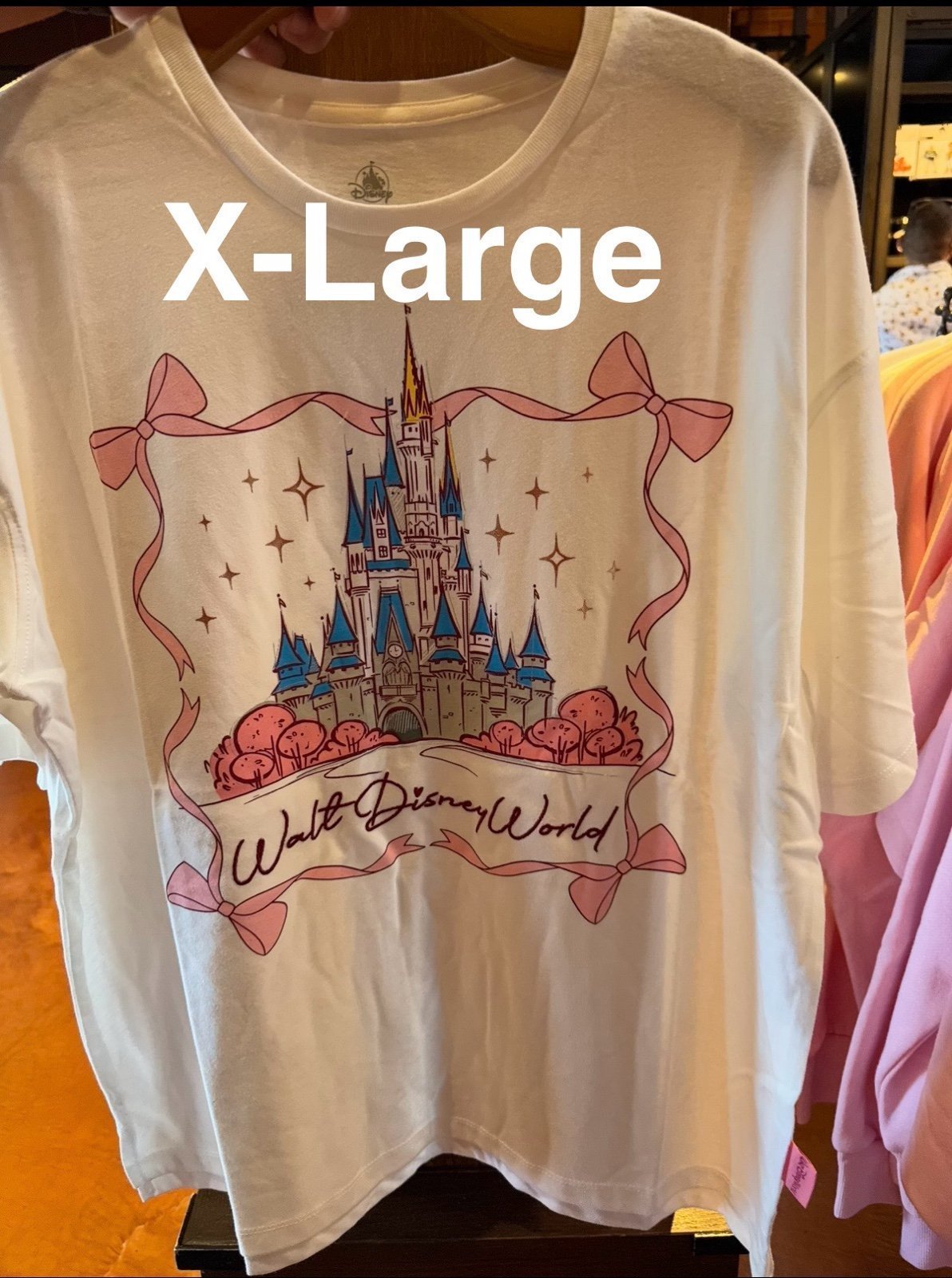 2025 Disney Parks Walt Disney World Pink Bow Castle Oversized Shirt