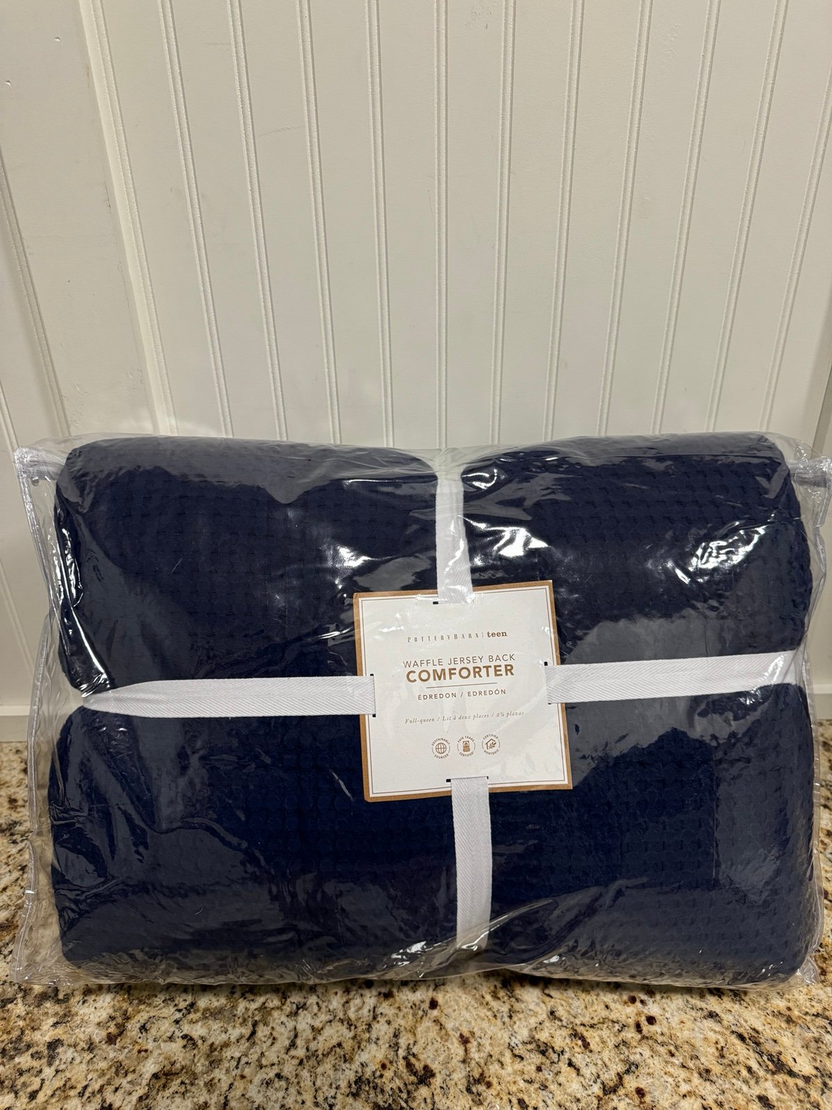 Pottery Barn Navy Waffle Jersey back Comforter