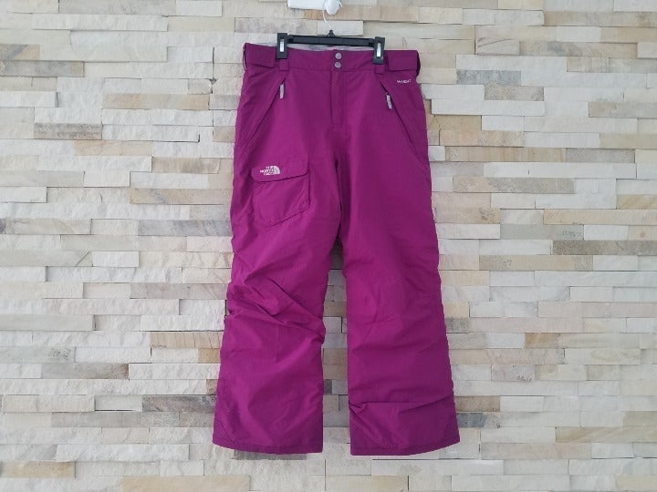 North Face Girls XL Ski Snow Pants Bibs Kids Purple Snowboard Snowsuit Suit Bib
