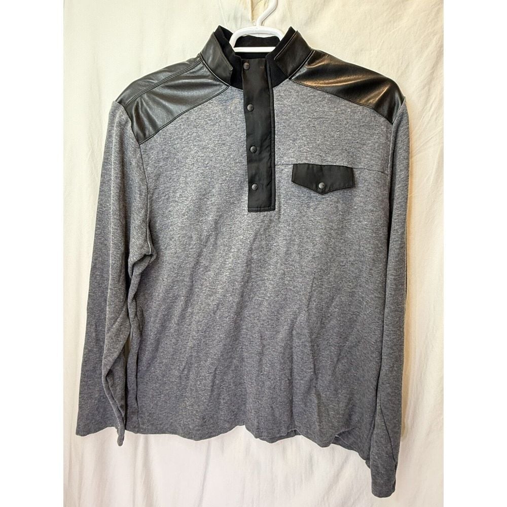 PXG Quilted 1/4 Zip Pullover Golf Men's Large Buttons Faux Leather 2XL Gray