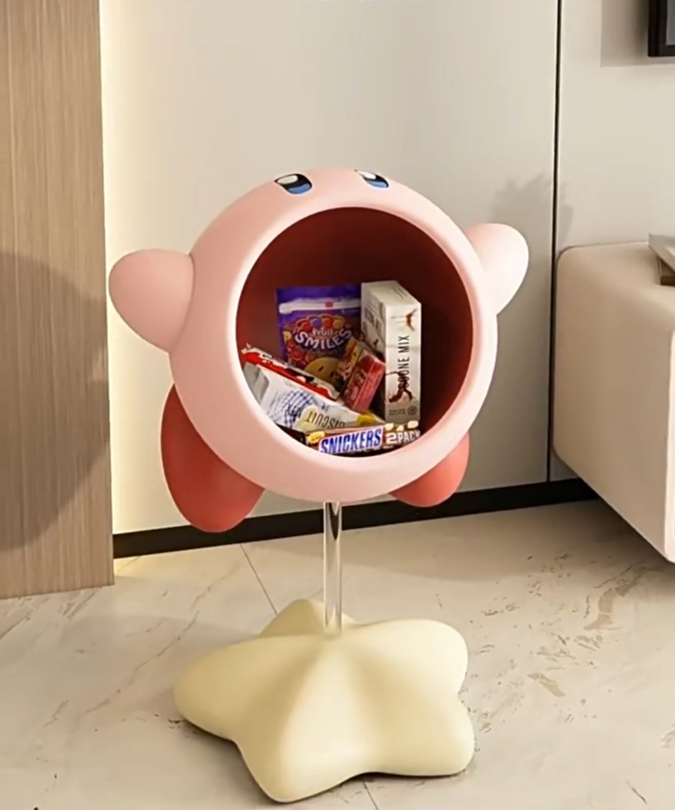 Kirby-Inspired Snack Storage Table – Cute Gaming Room Accent
