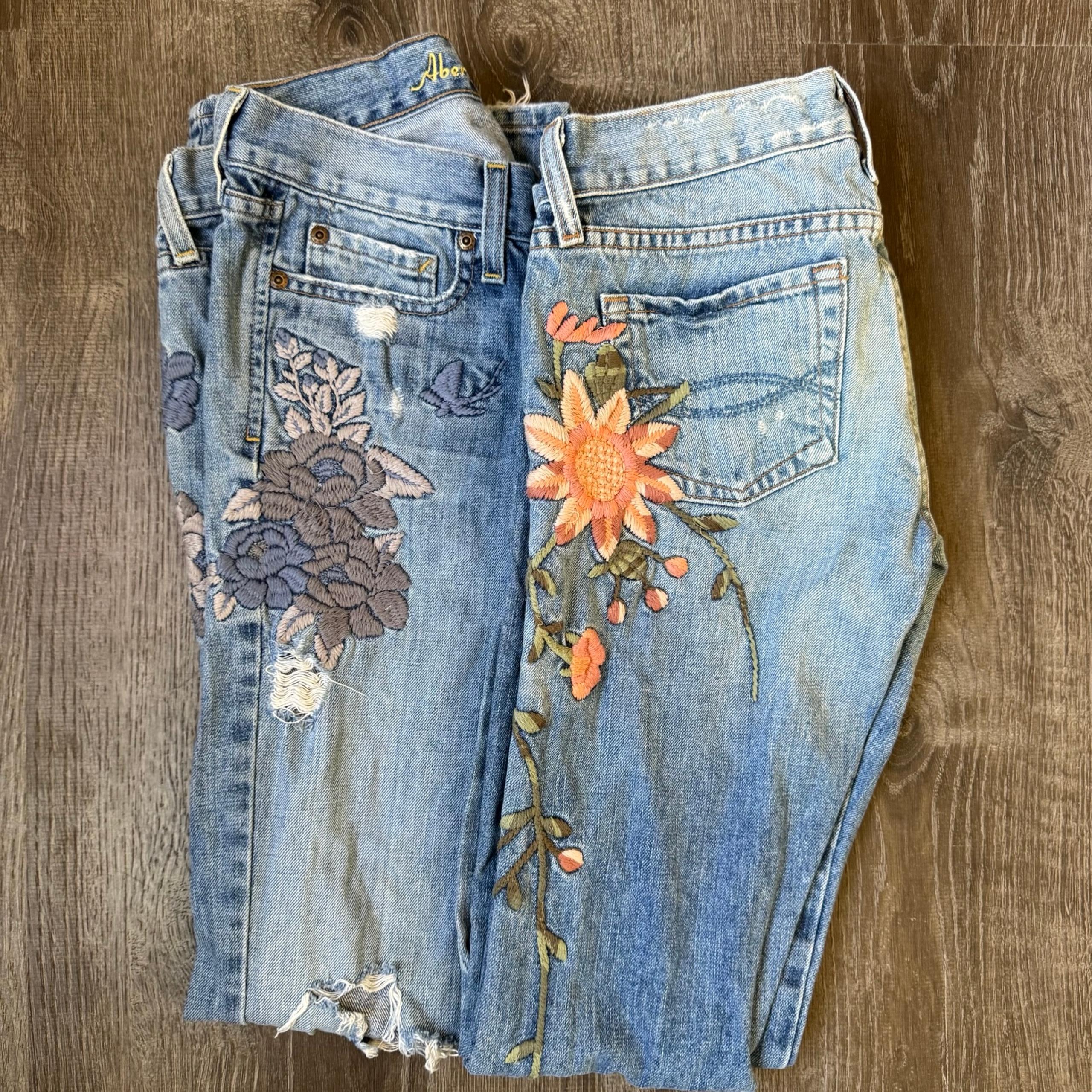 Abercrombie and Fitch Embroidered Denim Flare Jeans