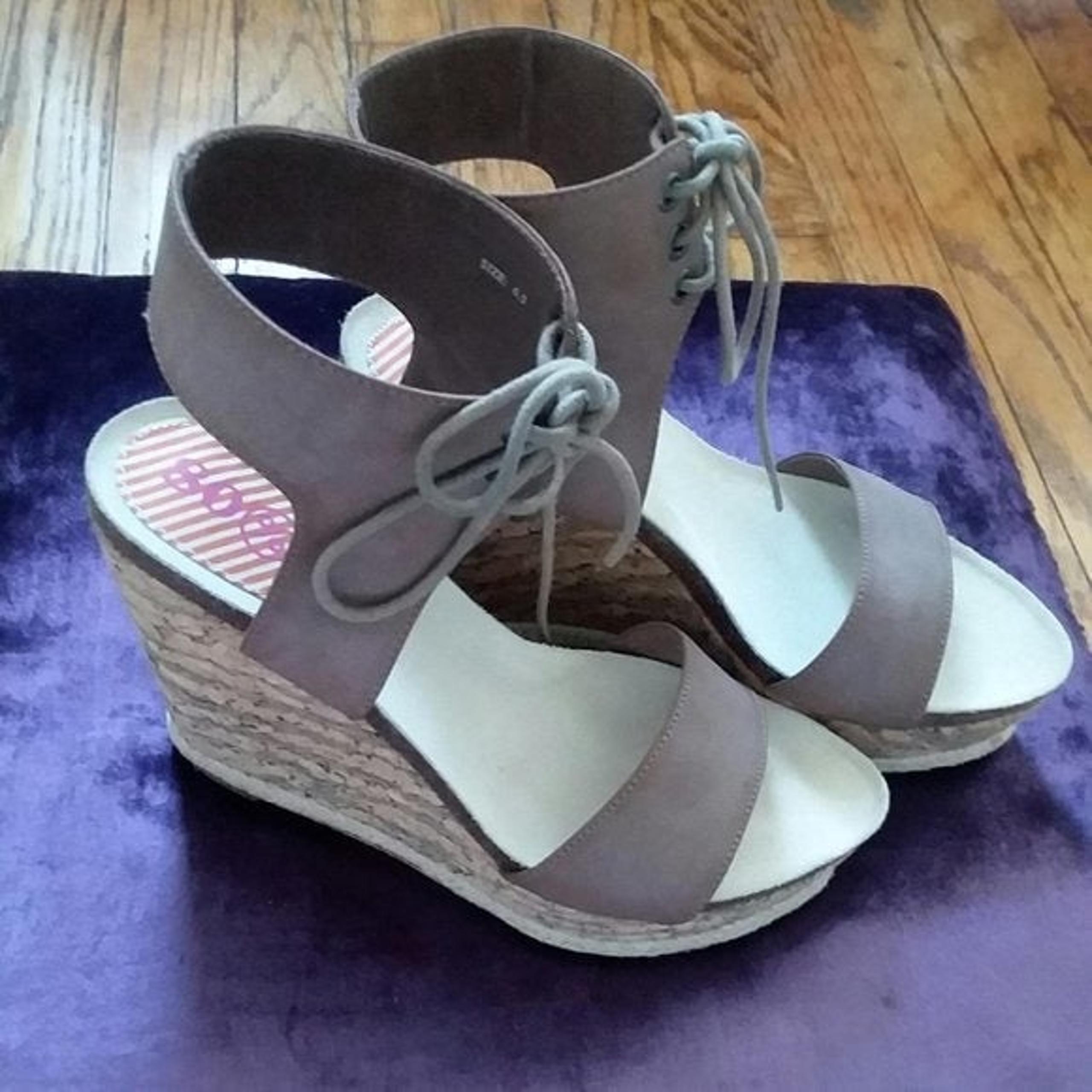80%20 brown leather wedge sandals $180 Original Price
