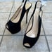 Giuseppe Zanotti Black Suede Peep Toe Slingback Platform Sandals