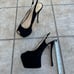 Giuseppe Zanotti Black Suede Peep Toe Slingback Platform Sandals