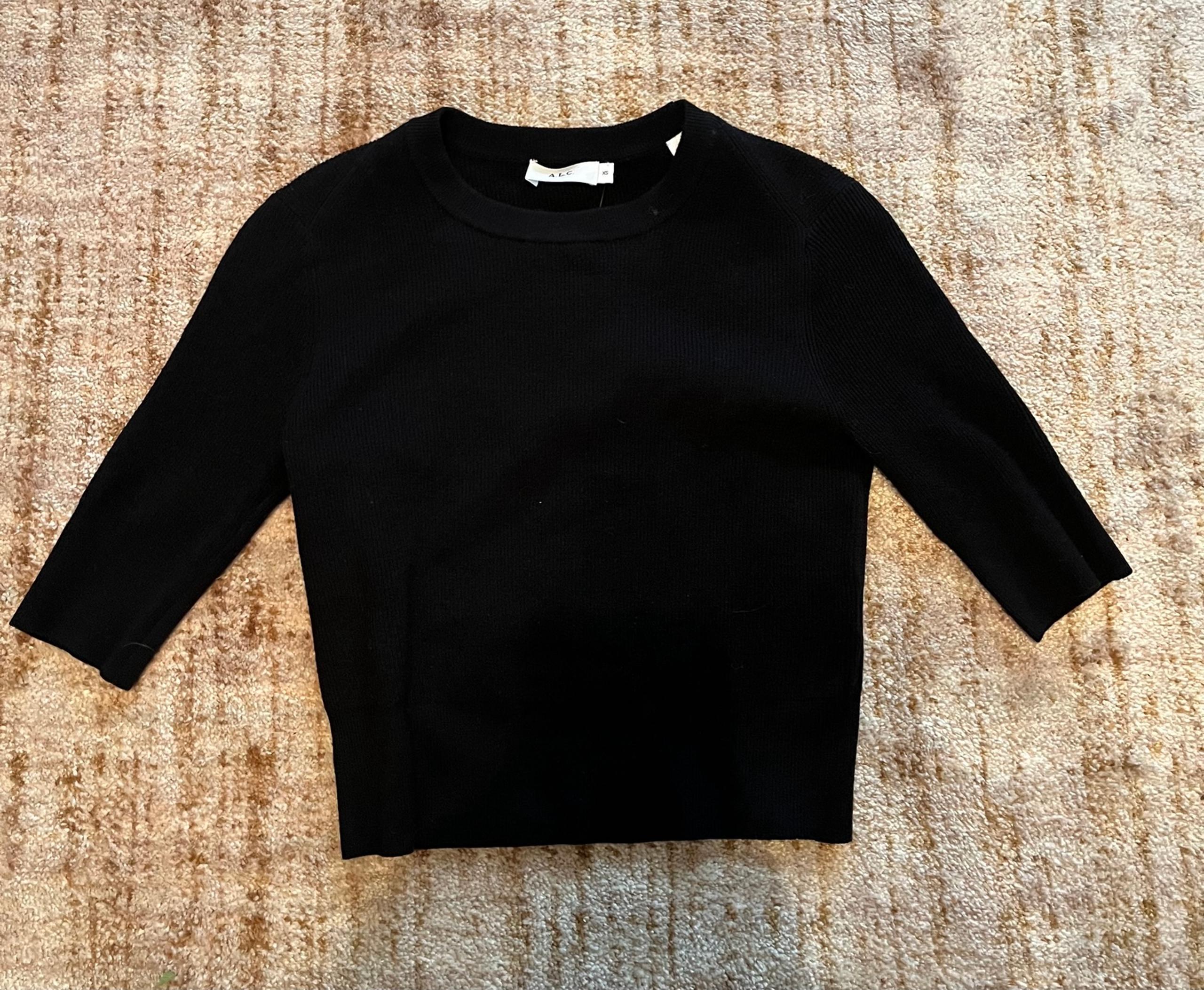 A.L.C. Black Wool Blend Sweater Womens Size XS 3/4 Length Sleeves NWT Classic
