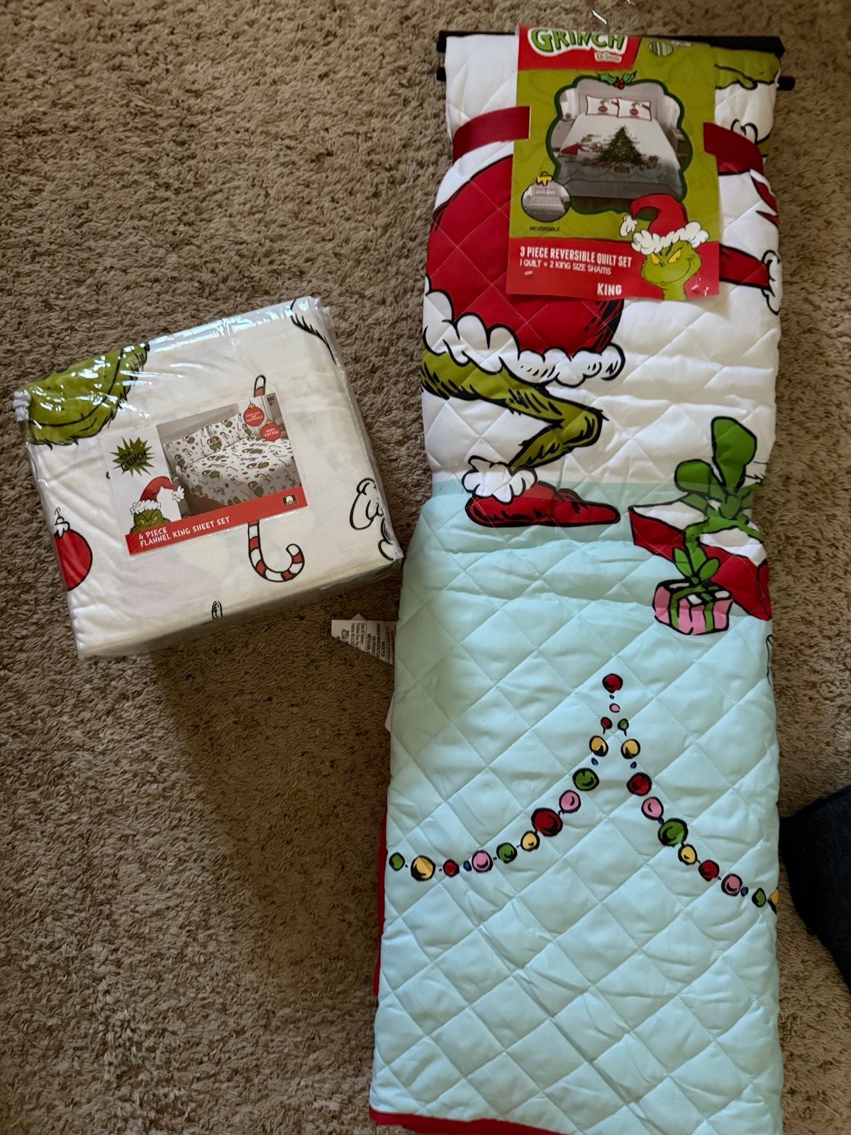 Christmas Grinch king size comforter and sheet set
