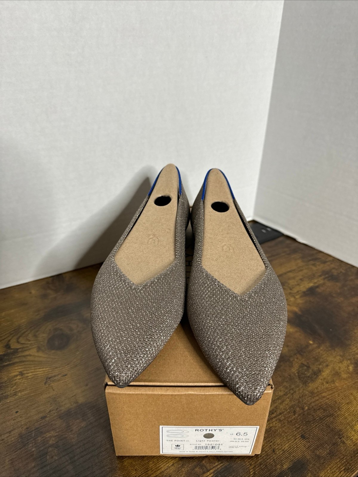 Rothy’s Women’s The Point II Flat Size 6.5 Light Pewter NEW MSRP 159