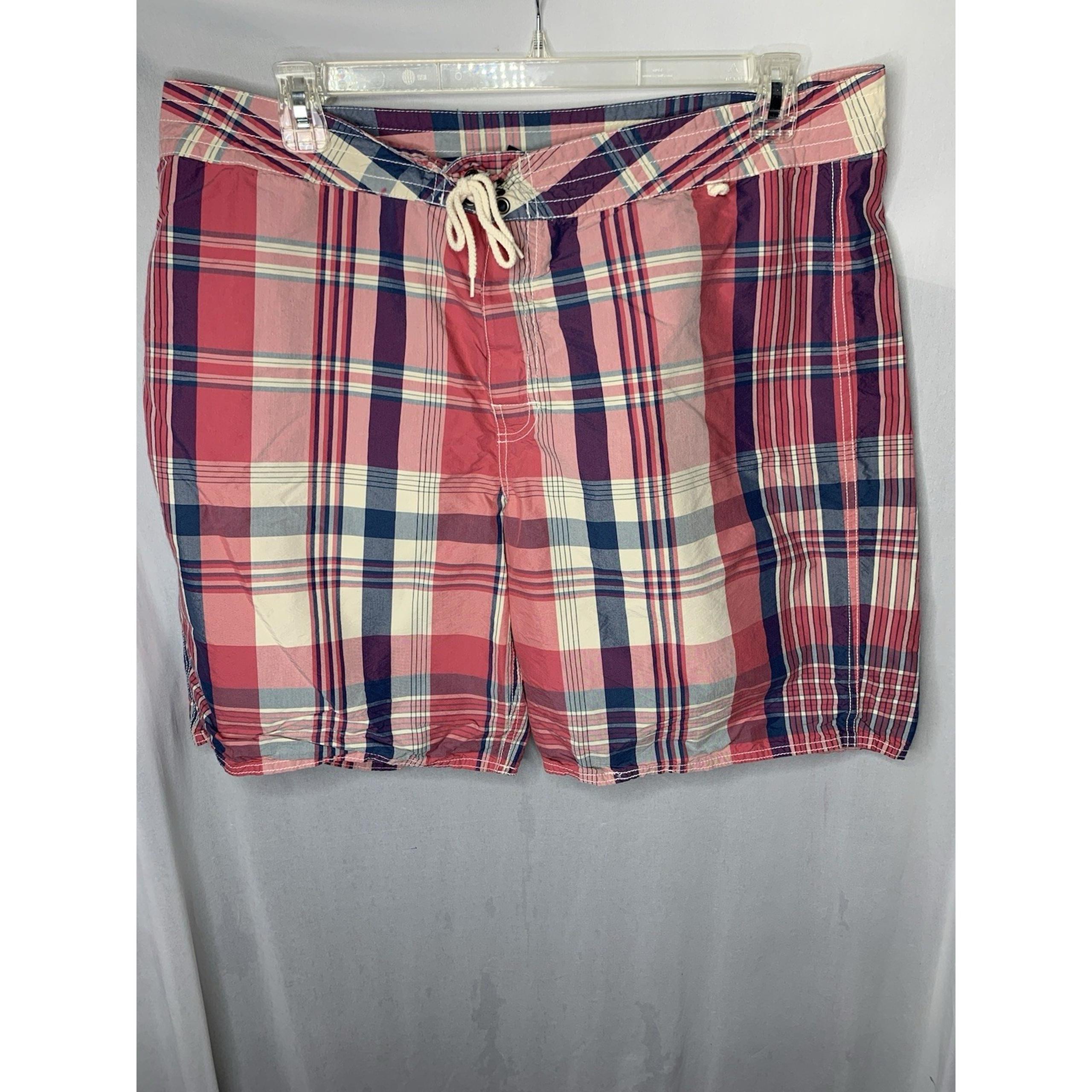 vintage polo by ralph lauren pink plaid swim Shorts trunks Mens Sz 40 Preppy