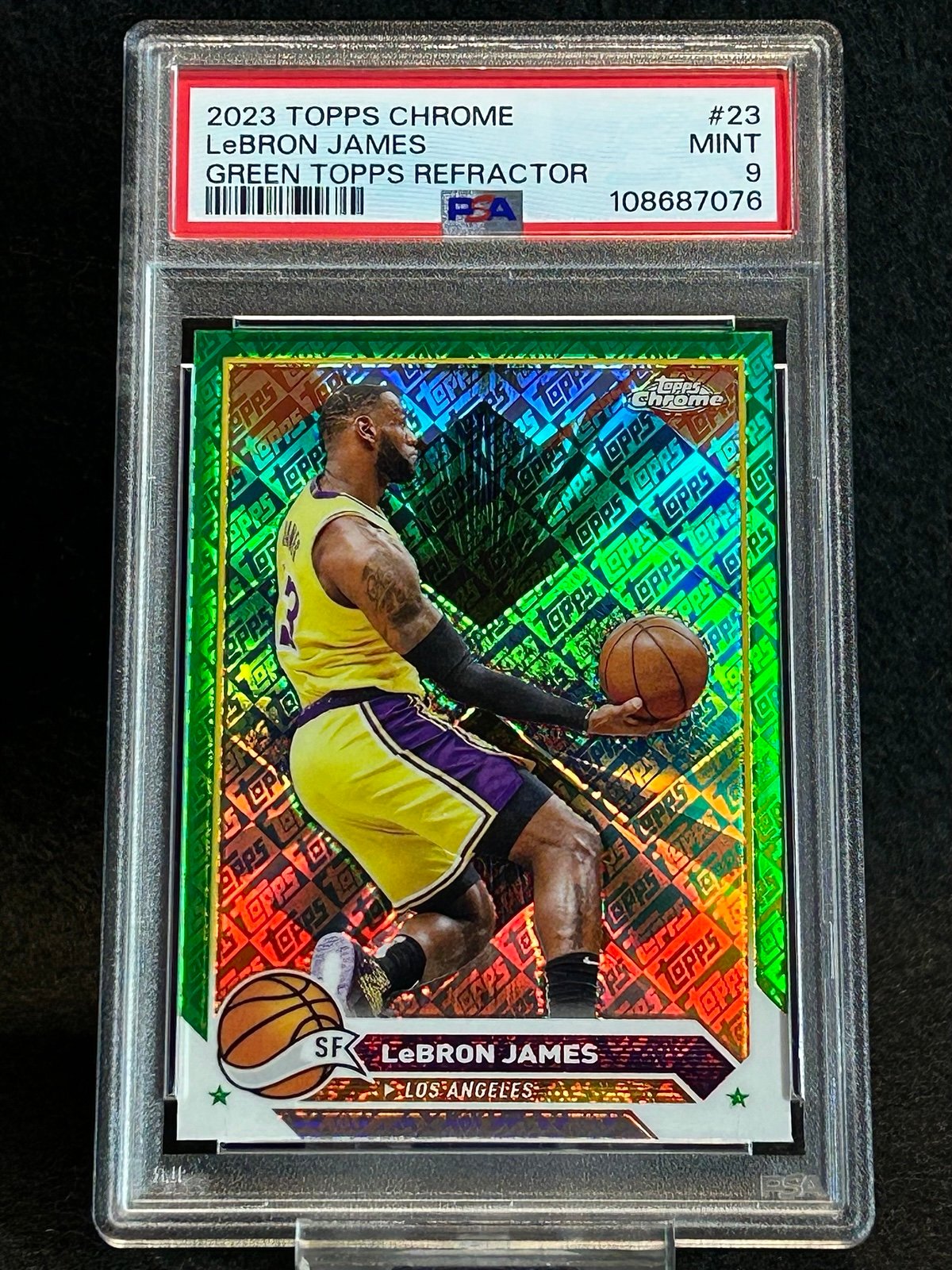 2023 lebron james Green Topps Refractor PSA 9