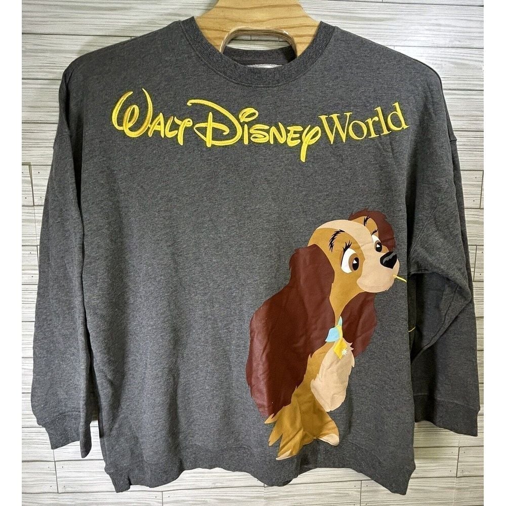 DISNEY PARKS LADY AND THE TRAMP Spaghetti SWEATSHIRT Gray Jersey Sz 2XL 2021