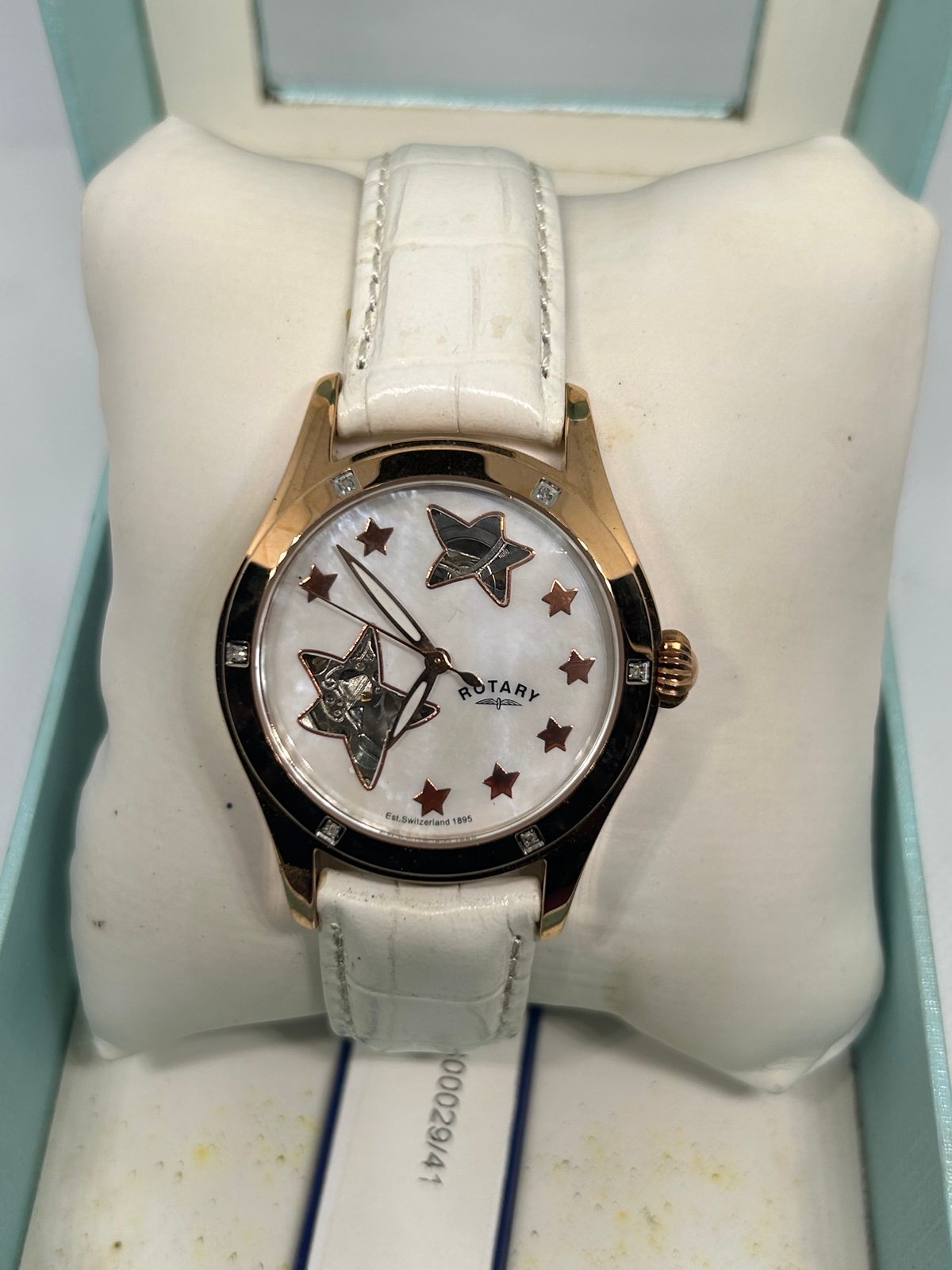 Ladies Rotary Rocks Diamond Set Watch RLS00029/41 White Swiss Skelton Mechanism