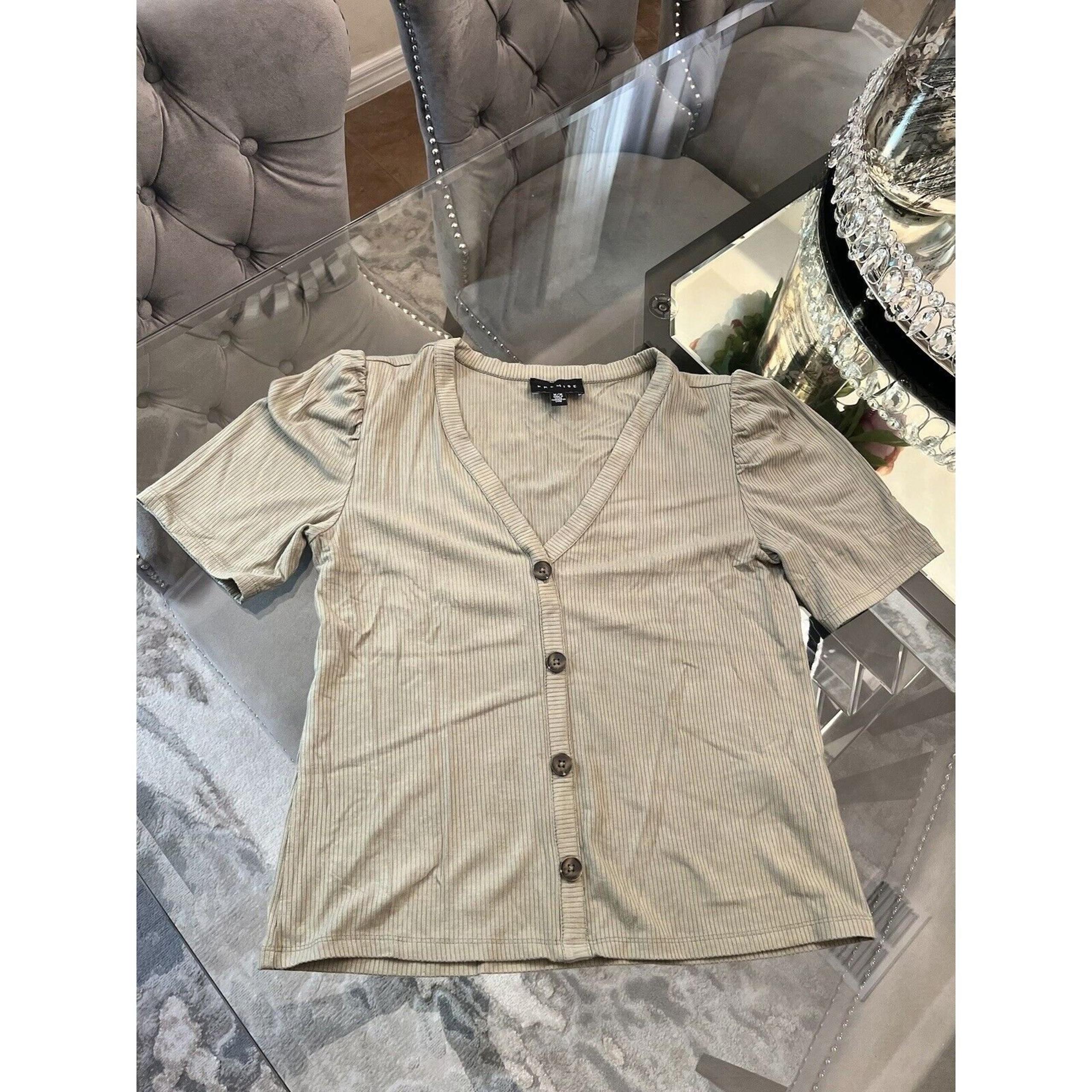 Premise Women's Medium Blouse Green V Neck