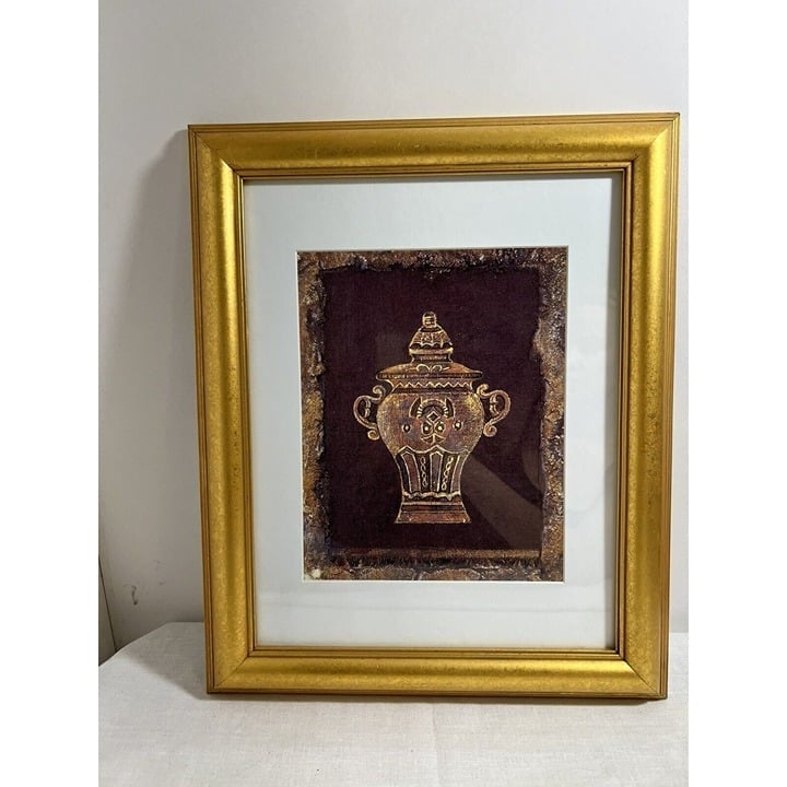 Framed Art Print Vase Urn in Gold Frame 16.5” X 13.5”